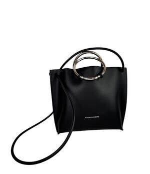 Kozha Numbers Mini Safe Handbag Black Silver Leather Top Handle Crossbody Bag